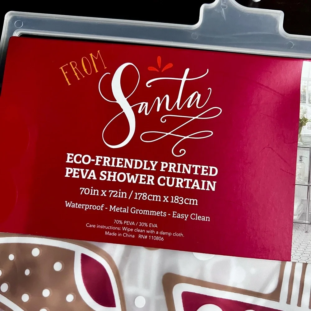 From Santa Eco-friendly Printed PEVA Shower Curtain